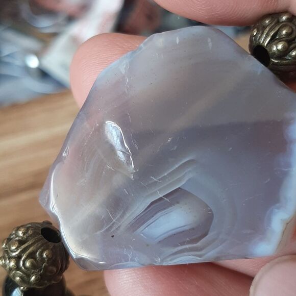 Agate & Smoky Quartz Beaded Stretch Bracelet - Picture 5 of 6